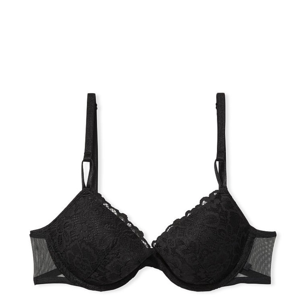 NWT Victoria's Secret Black Sexy Tee Lightly Lined Lace Demi Bra Size 38DD